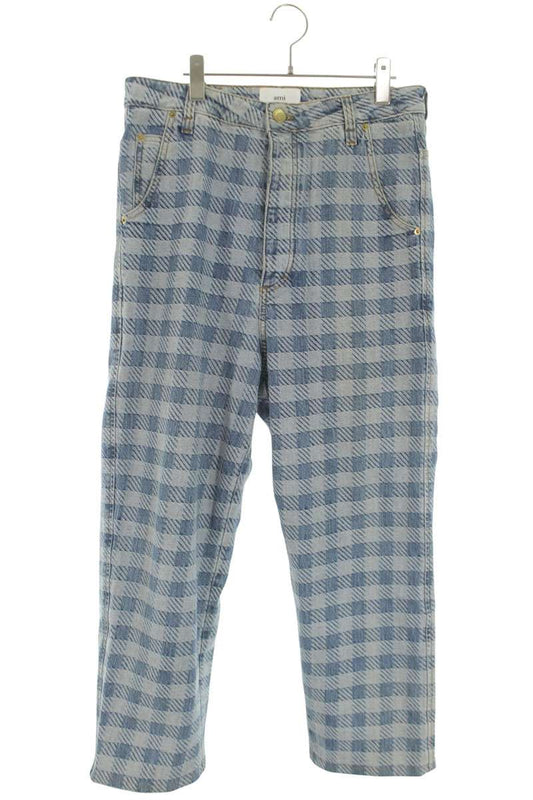 AMI Alexandre Mattiussi Check Pattern Denim Indigo Size 29