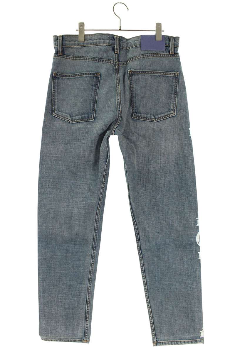 MUSO KUSO ROMAN STRAIGHT JEANS Print Denim Pants Blue x White Size 32