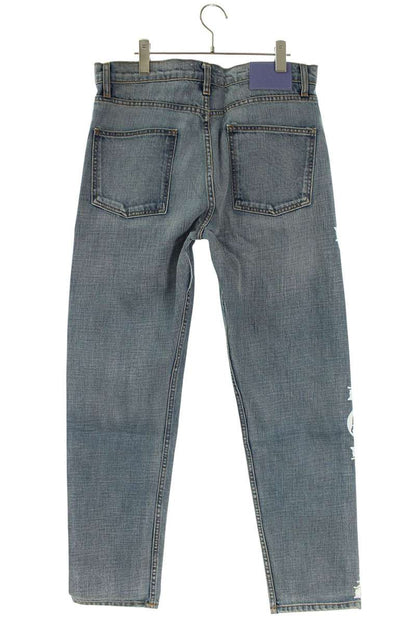 MUSO KUSO ROMAN STRAIGHT JEANS Print Denim Pants Blue x White Size 32
