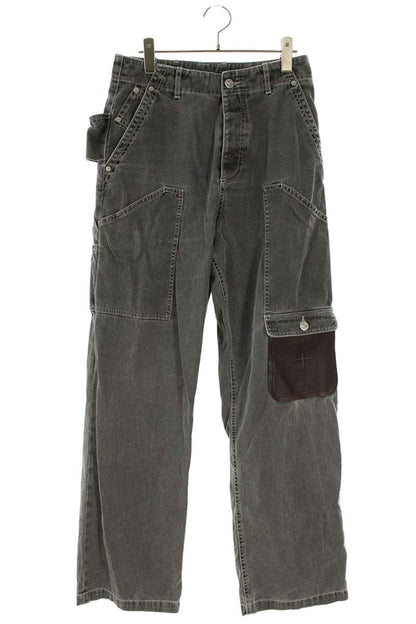 DIOR Double Knee Leather Pocket Denim Gray Size 32