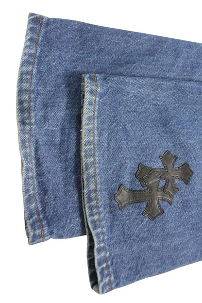 Chrome Hearts Cross Patch Washed Indigo Denim Pants Size 36