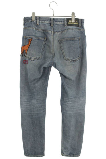 GUCCI Back GG Embroidery Tapered Denim Size 30