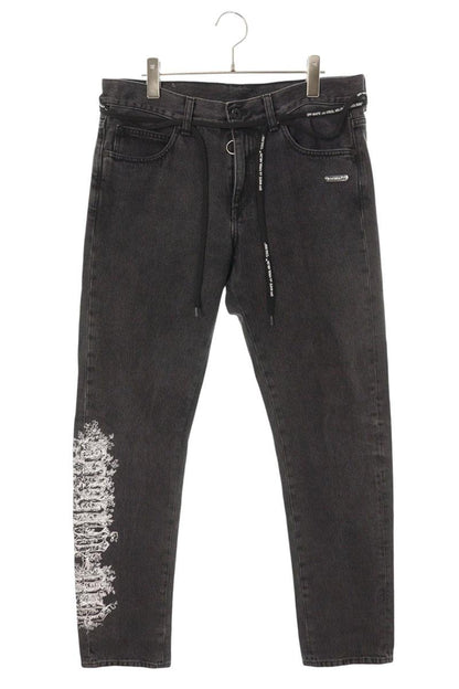 OFF-WHITE Logo Embroidery Washed Denim Size 33