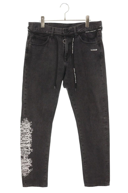 OFF-WHITE Logo Embroidery Washed Denim Size 33