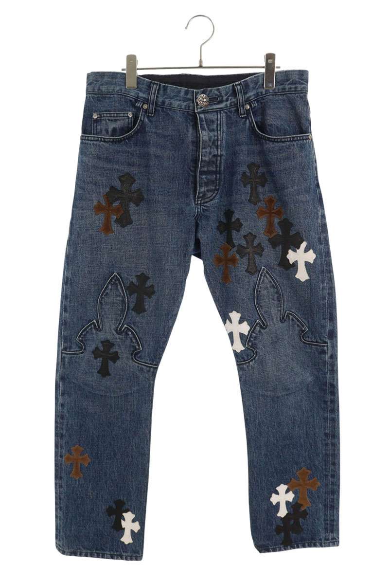 Chrome Hearts JEAN STRTLG FBRC Cross Patch Denim Size 34