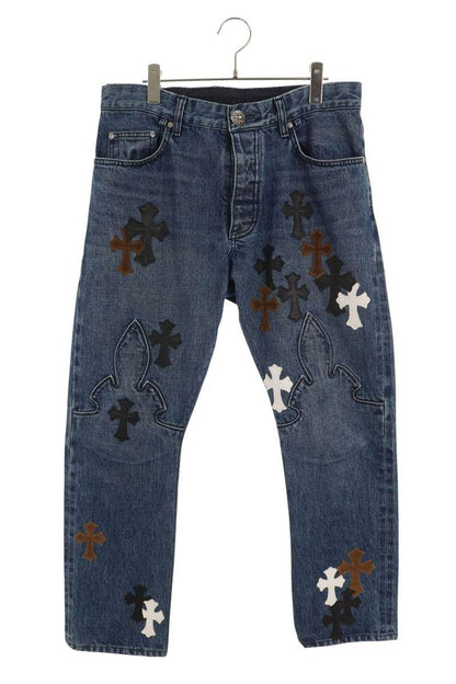 Chrome Hearts JEAN STRTLG FBRC Cross Patch Denim Size 34