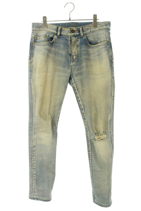 Saint Laurent Paris Distressed Denim Pants Blue Size 29