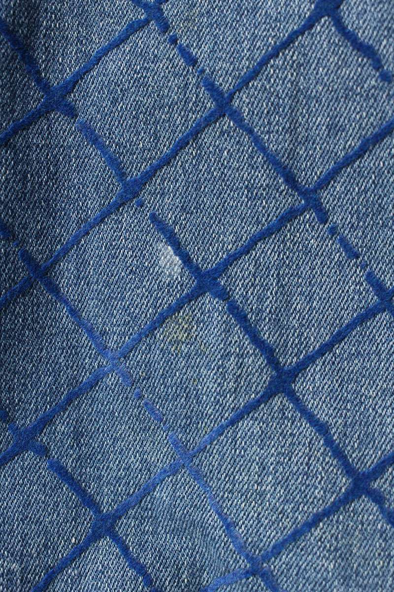 CHANEL Quilted Design Denim Pants Indigo Size 30