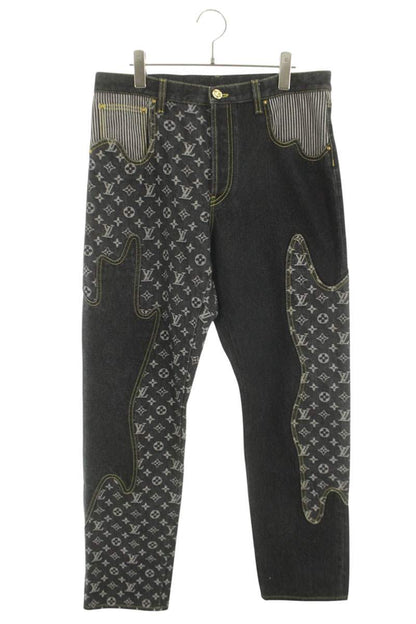 LOUISVUITTON 22SS Monogram Patchwork Denim Pants Size 32