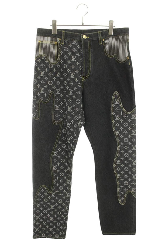 LOUISVUITTON 22SS Monogram Patchwork Denim Pants Size 32