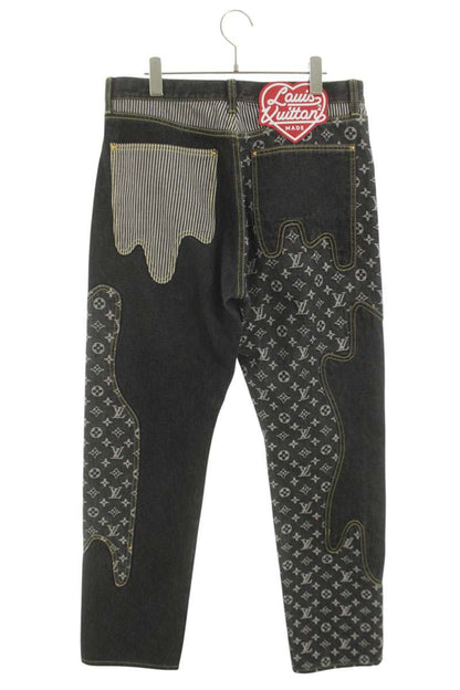 LOUISVUITTON 22SS Monogram Patchwork Denim Pants Size 32