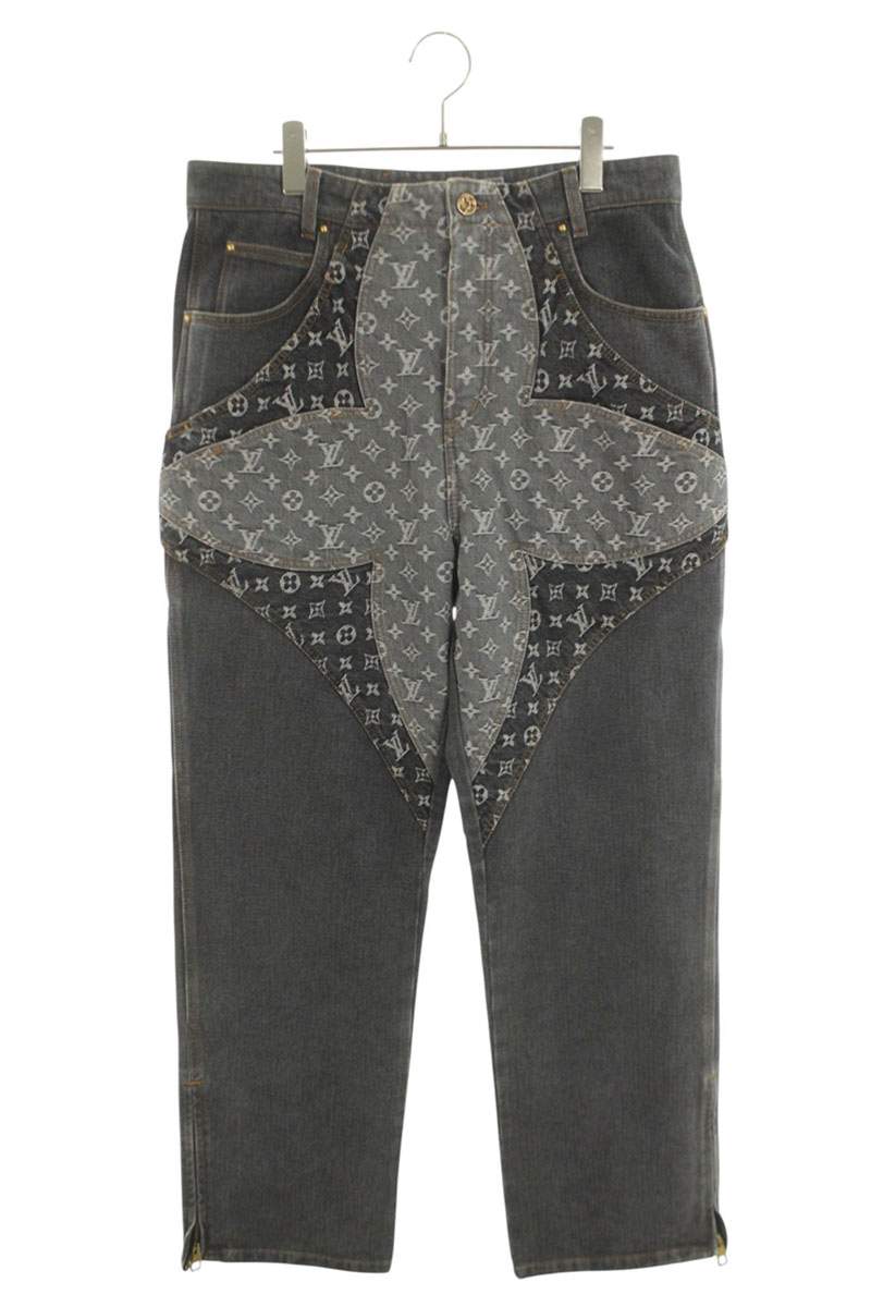 LOUISVUITTON 23AW Monogram Flower Denim Pants Size 32