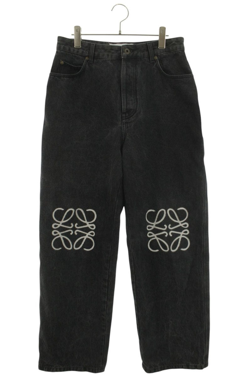 LOEWE Anagram Embroidered Baggy Denim Black Size 34