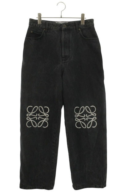 LOEWE Anagram Embroidered Baggy Denim Black Size 34