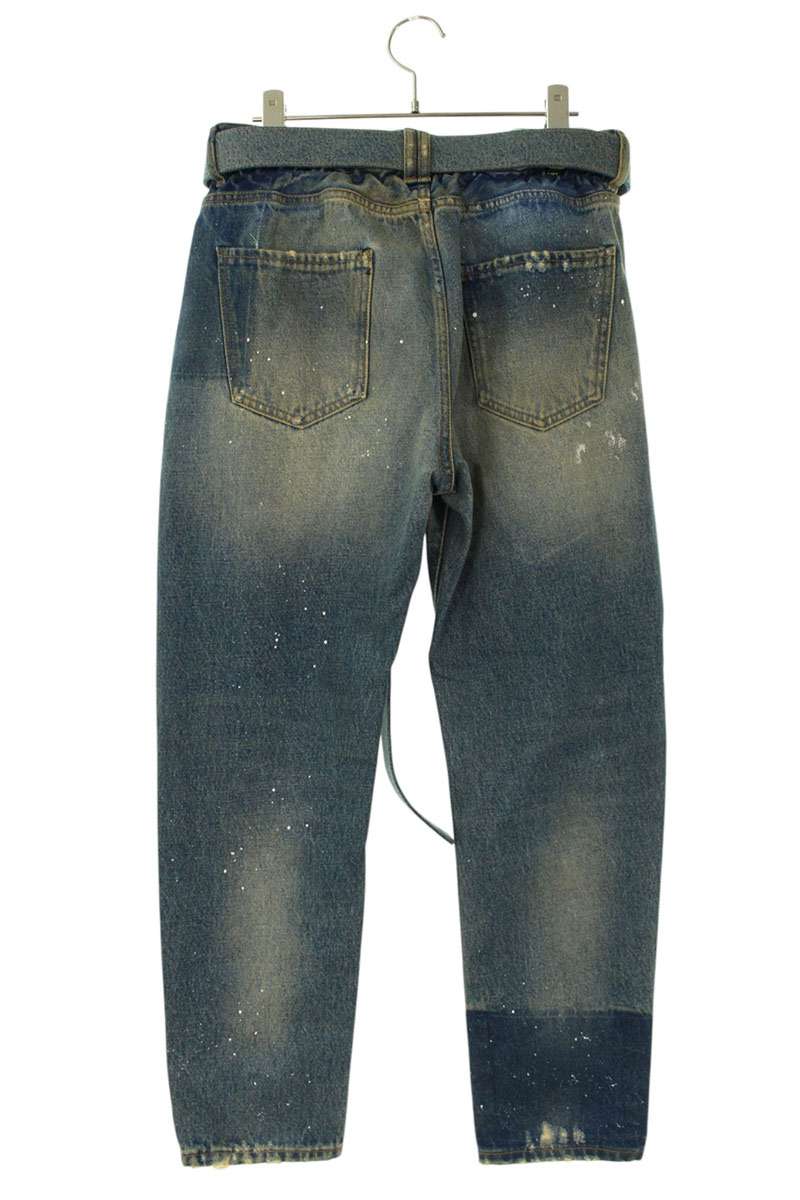 OFF-WHITE Paint Splatter Vintage Wash Belted Jeans Size 32