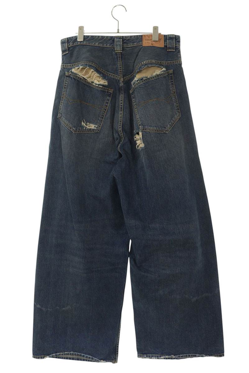 BALENCIAGA Distressed Baggy Indigo Denim Size 32