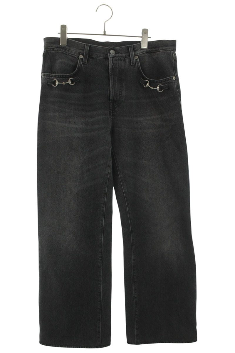 GUCCI Horsebit Detail Black Denim Pants Size 34