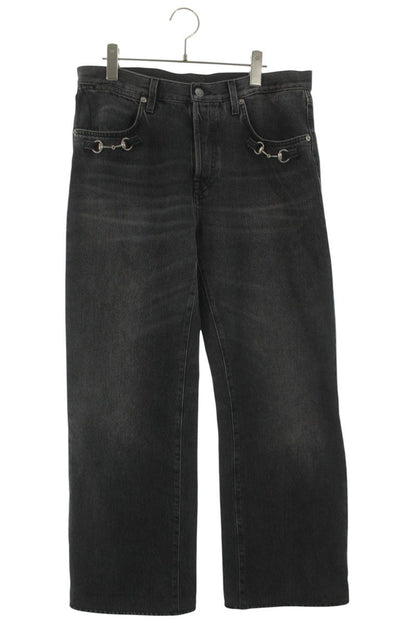 GUCCI Horsebit Detail Black Denim Pants Size 34