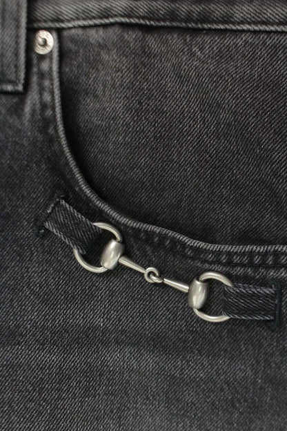 GUCCI Horsebit Detail Black Denim Pants Size 34