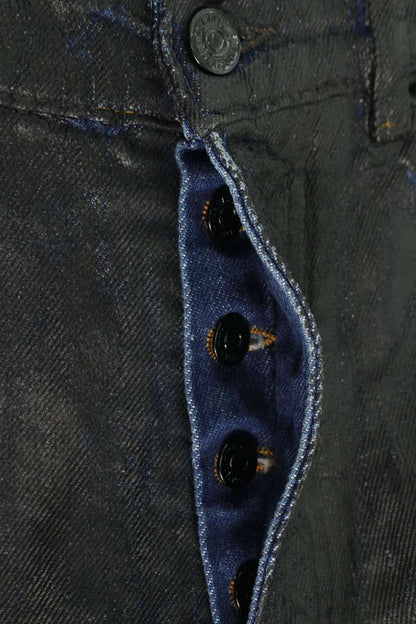 MM6 Coated Straight Denim Pants Black/Indigo Size 28