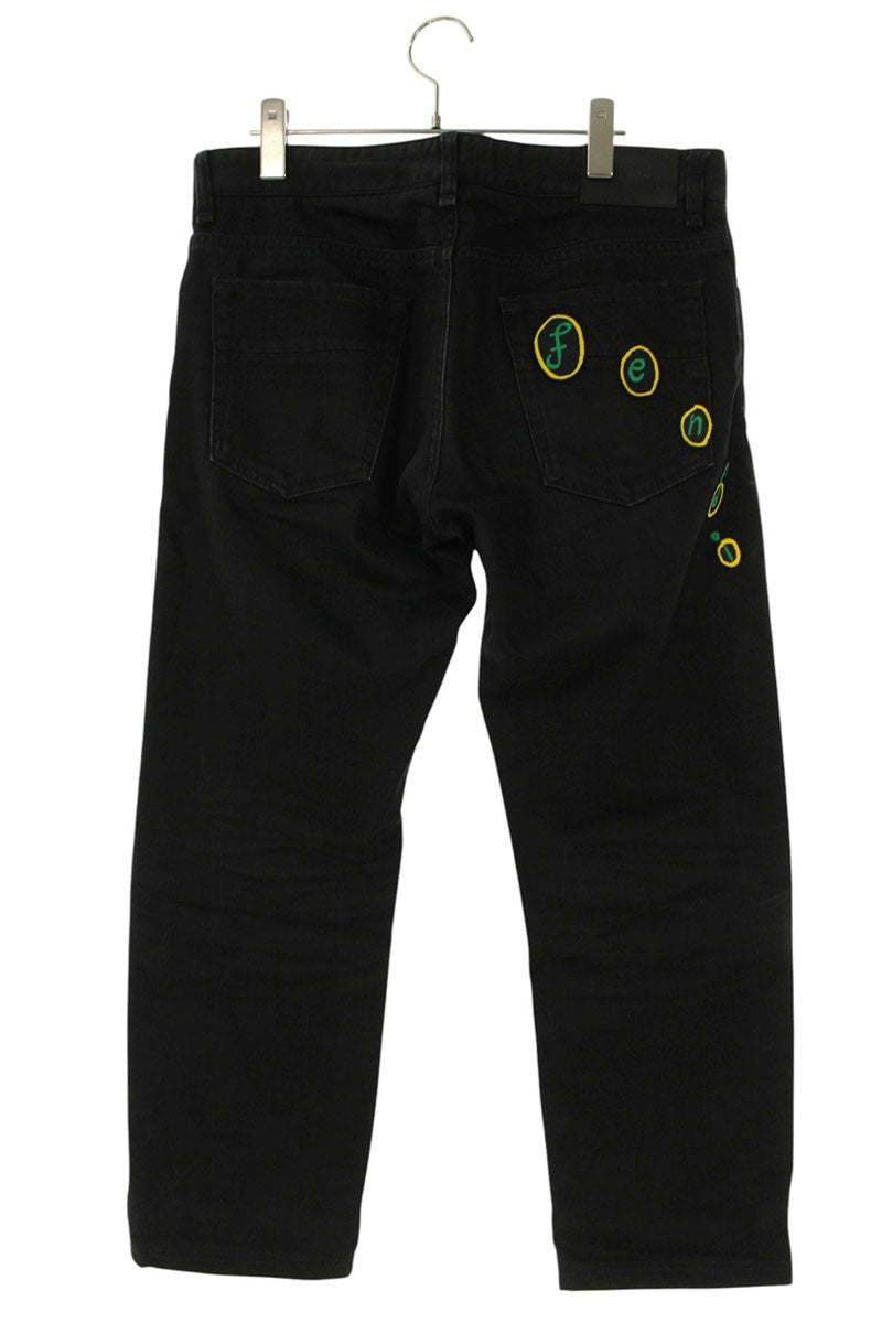 Fendi Logo Patch Denim Pants Black Size 33