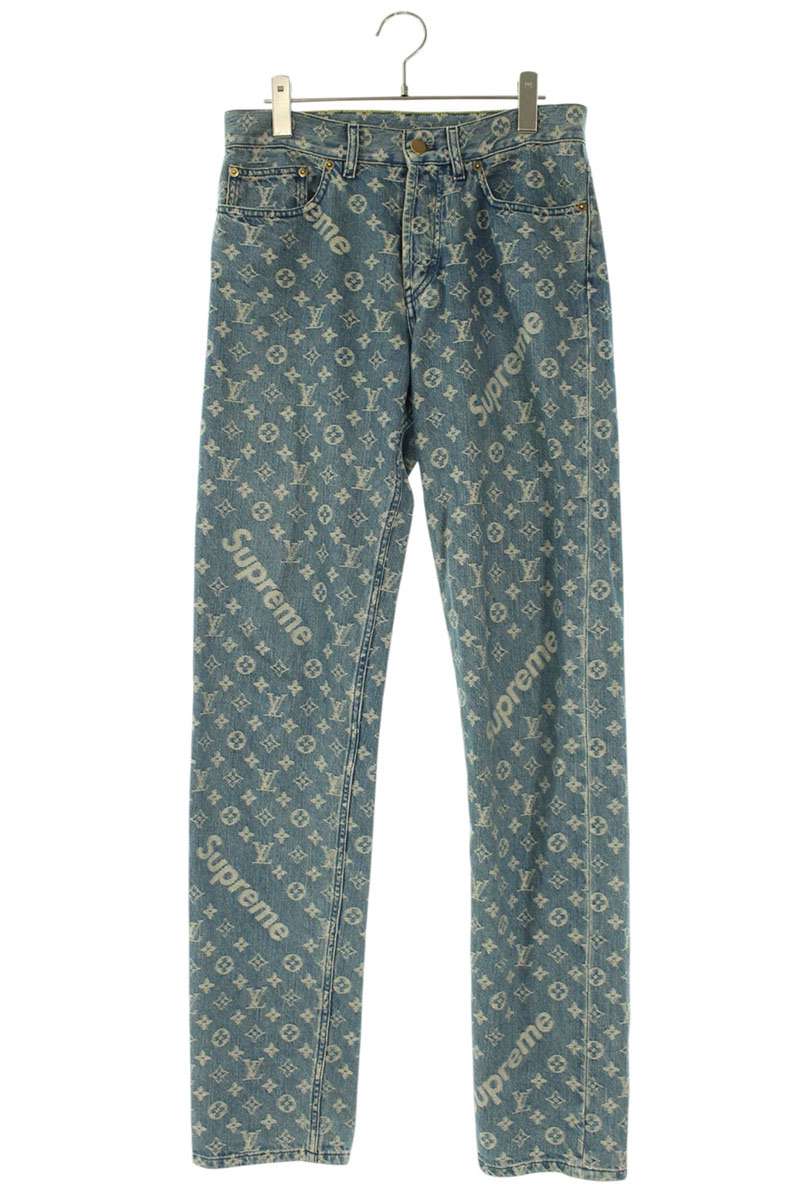 SUPREME LOUISVUITTON 17AW Monogram Jeans Blue Size 27