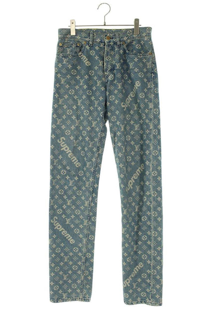 SUPREME LOUISVUITTON 17AW Monogram Jeans Blue Size 27