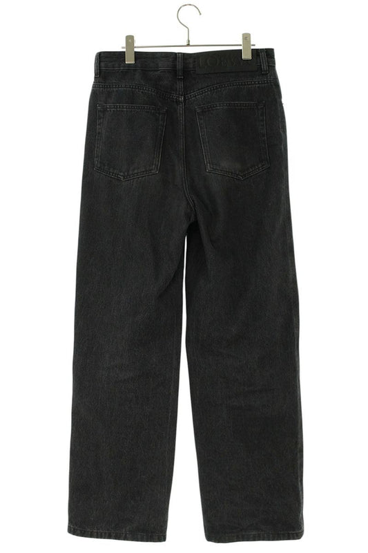 LOEWE Anagram Baggy Button-Fly Denim Pants Black Size 33