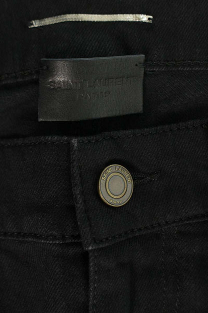 SAINT LAURENT PARIS Skinny Jeans Black Cotton Blend Size 31