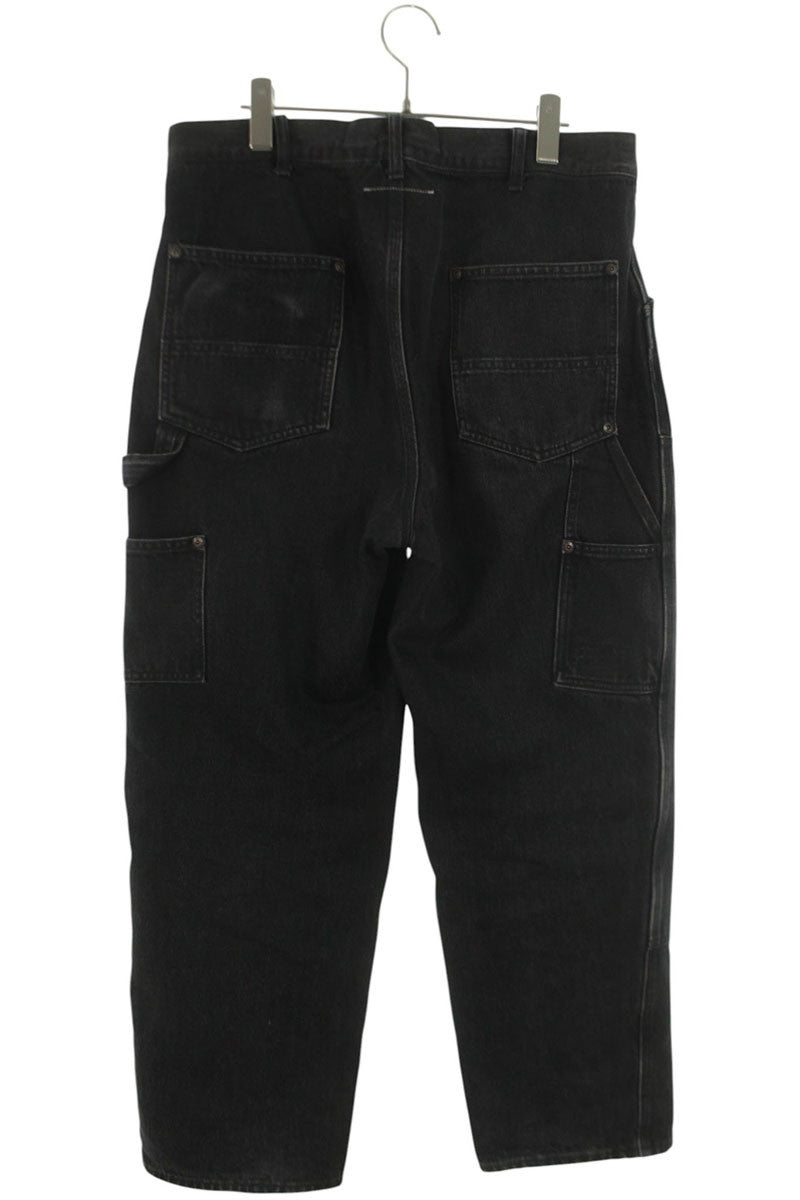 MM6 24SS Foil Double Knee Painter Pant Denim Pants Black Size 32