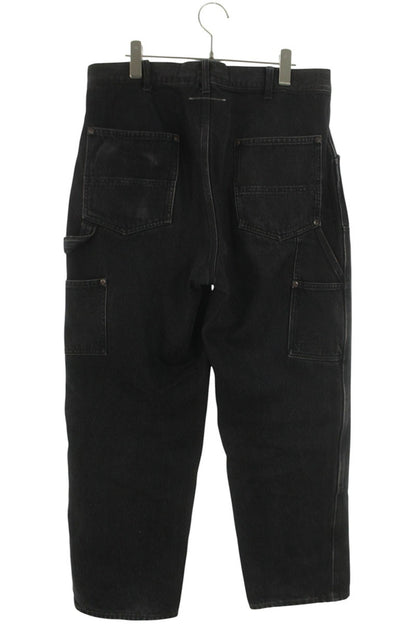 MM6 24SS Foil Double Knee Painter Pant Denim Pants Black Size 32