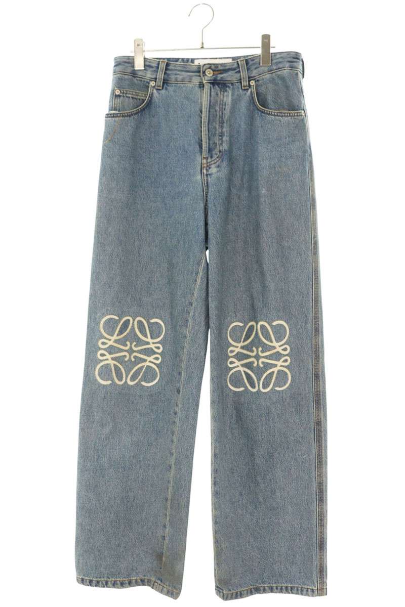 LOEWE Anagram Embroidered Baggy Denim Light Blue Size 32