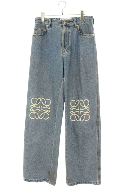 LOEWE Anagram Embroidered Baggy Denim Light Blue Size 32