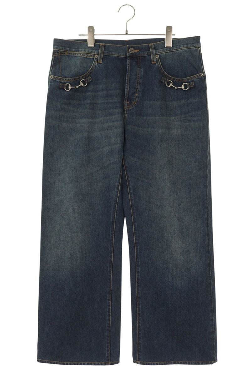 GUCCI 26SS Horsebit Detail Button-Fly Denim Pants Size 36