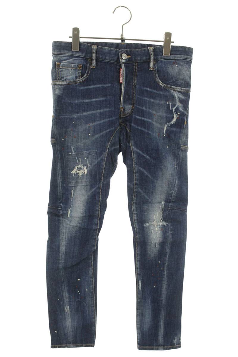 DSQUARED Distressed Painted Skinny Jeans S74LB0414 Size 32