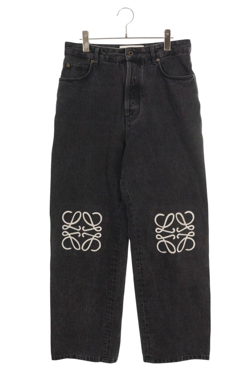 LOEWE Anagram Embroidered Baggy Jeans Black Size 33