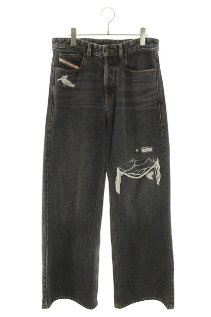 DIESEL Distressed Denim Pants Black Size 28