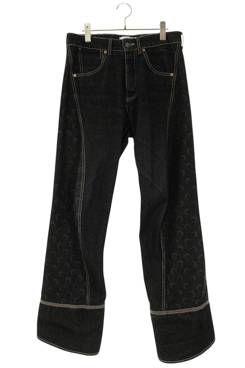 Marine Serre Logo Curved Denim Pants Black Size 33