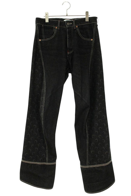 Marine Serre Logo Curved Denim Pants Black Size 33