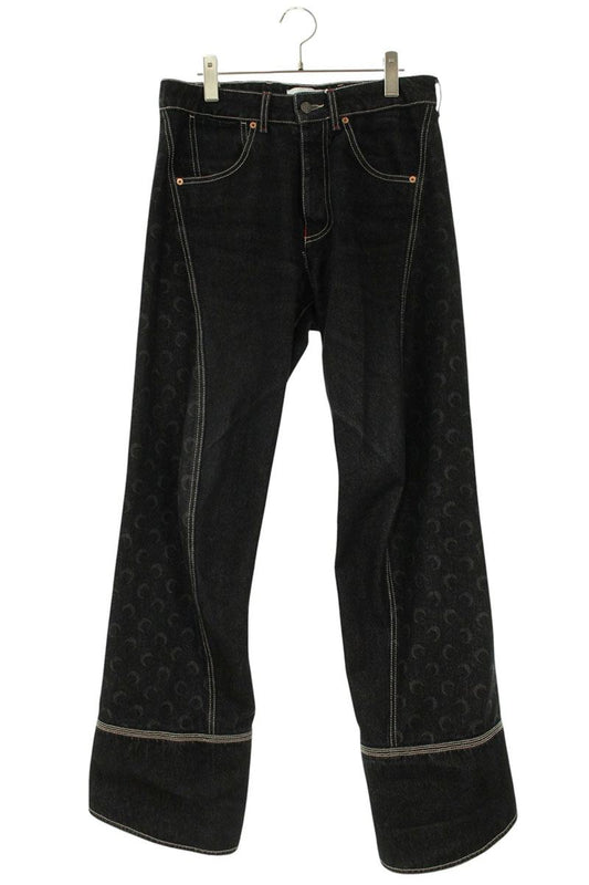 Marine Serre Logo Curved Denim Pants Black Size 33