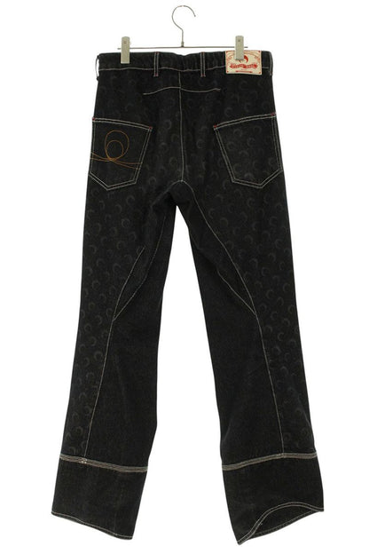 Marine Serre Logo Curved Denim Pants Black Size 33