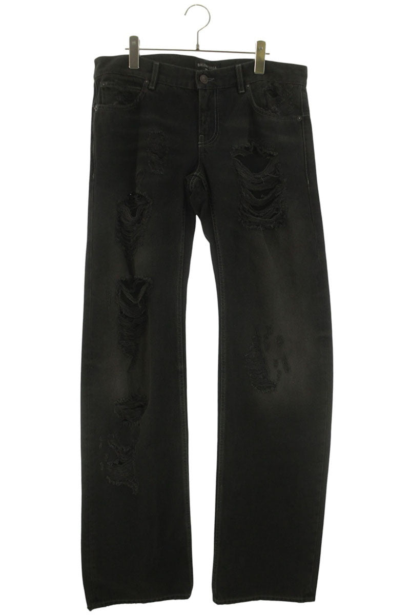 Balenciaga Distressed Waist Denim Pants Black Size M
