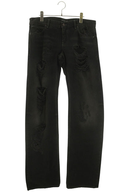 Balenciaga Distressed Waist Denim Pants Black Size M
