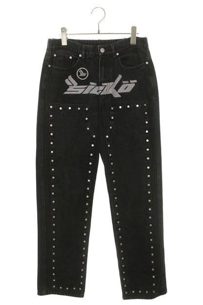 AFB x SICKO Studded Logo Embroidered Denim Pants Size 34