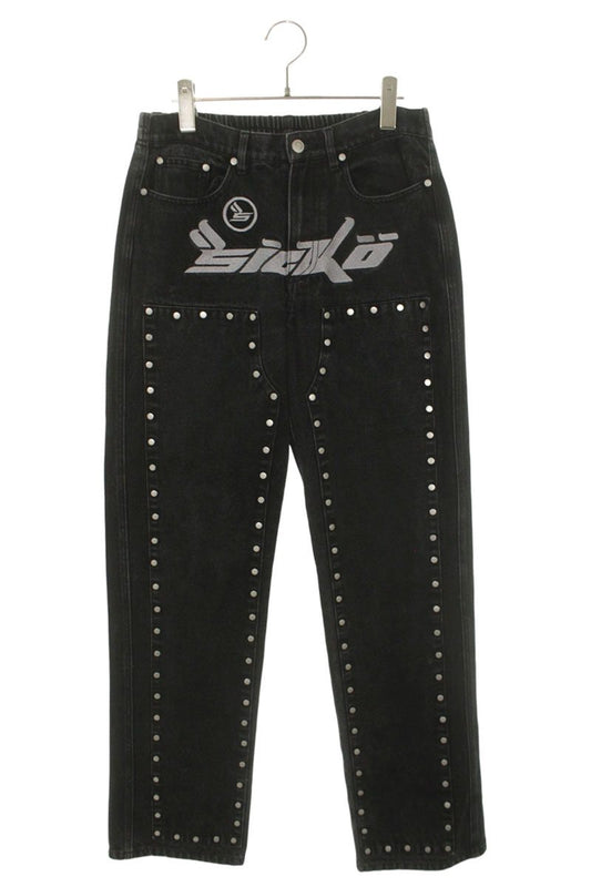 AFB x SICKO Studded Logo Embroidered Denim Pants Size 34
