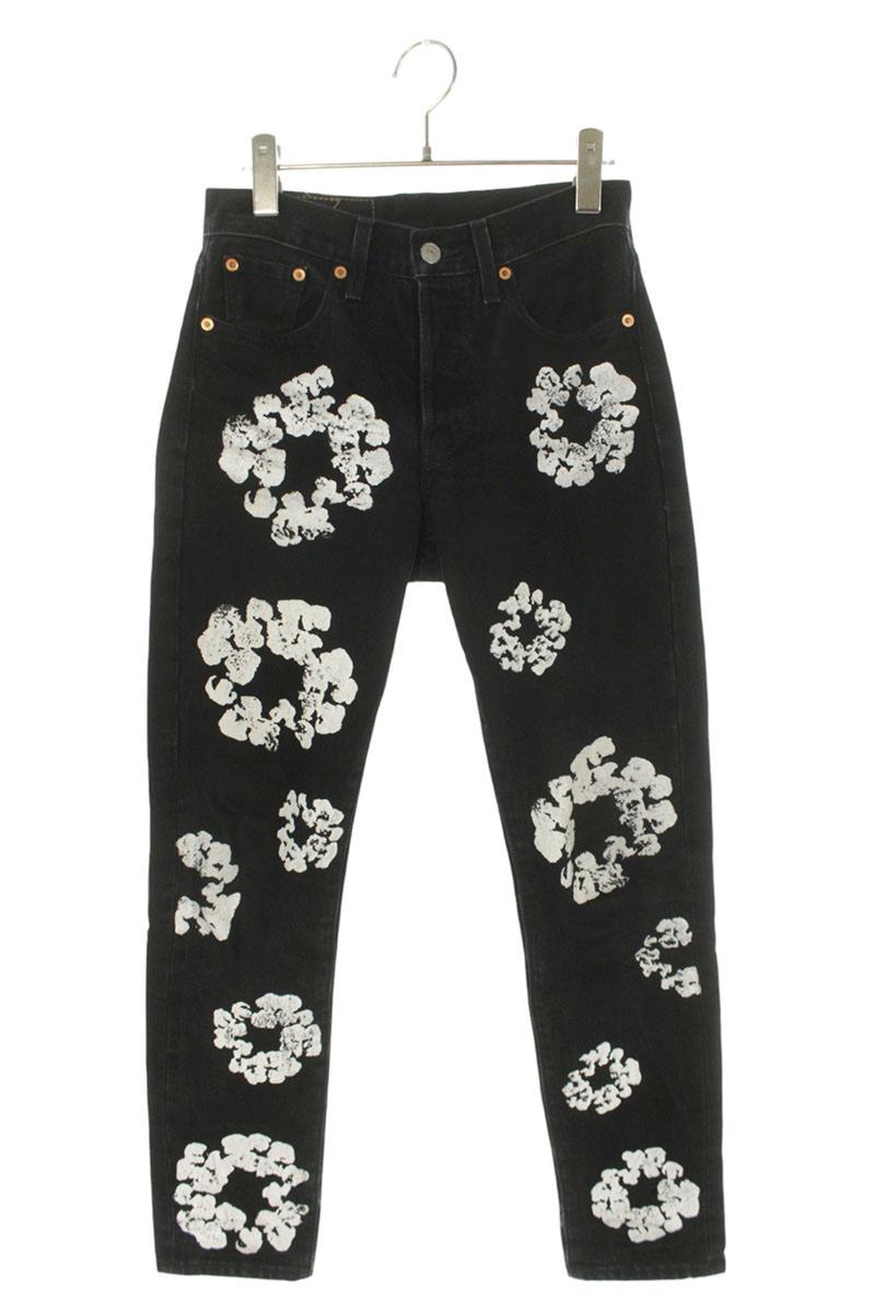 DENIM TEARS Floral Print Denim Pants Black Size 26