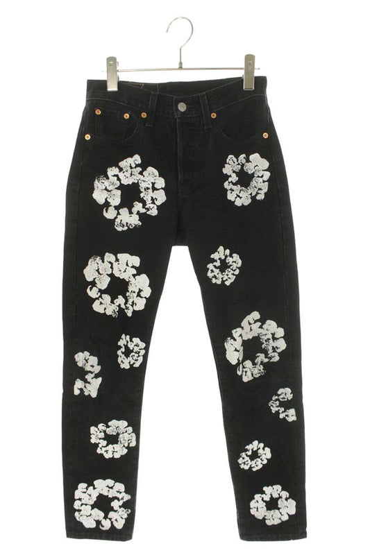 DENIM TEARS Floral Print Denim Pants Black Size 26