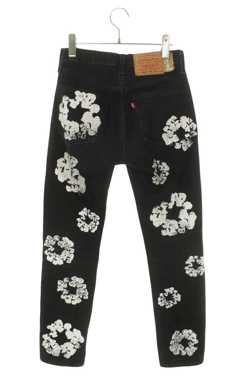 DENIM TEARS Floral Print Denim Pants Black Size 26
