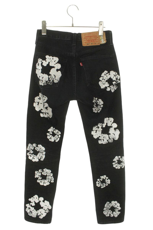 DENIM TEARS Floral Print Denim Pants Black Size 26