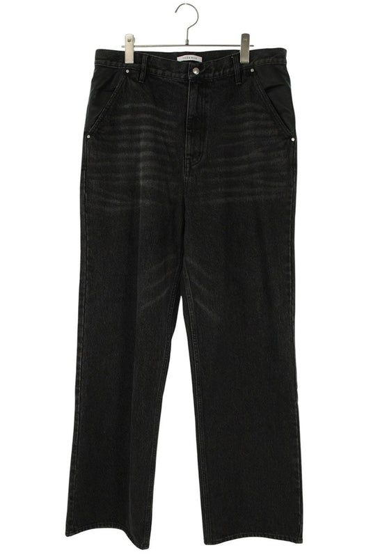 SHERMER ACADEMY 24FW Washed Denim w/ Faux Leather Size 34